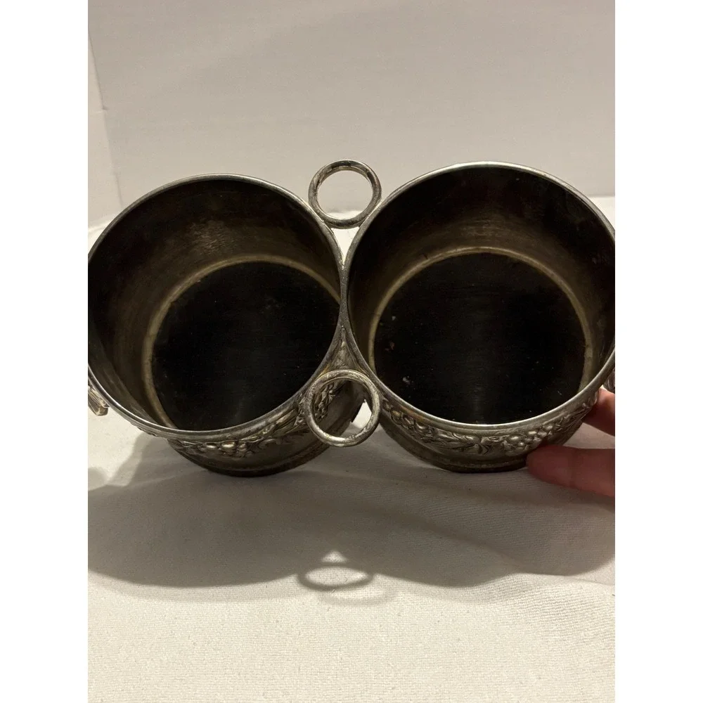 Vintage French SILEA Silvertone Twin Wine Bottle Holder with Stoppers